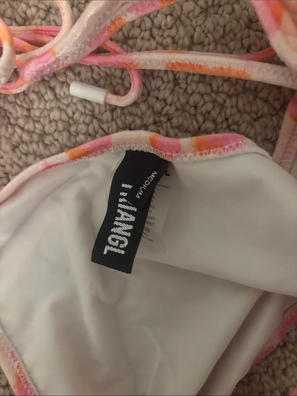 triangl swimwear Pink and Orange Tie-String Bikini Set